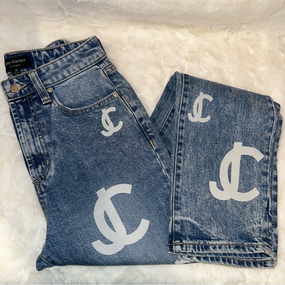 Juicy Couture Print High Waist Denim Jeans